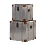Earhart Metal & Leather Set of 2 Trunks
